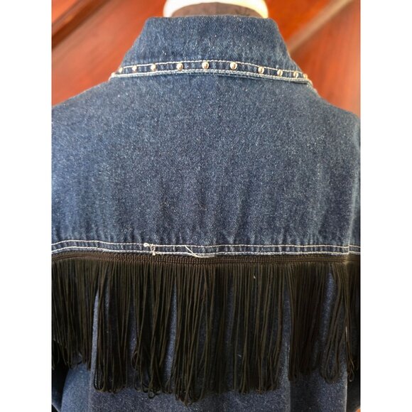 Vintage Next Move Western Denim Jacket With Fringe & Studs 90s - Picture 7 of 12